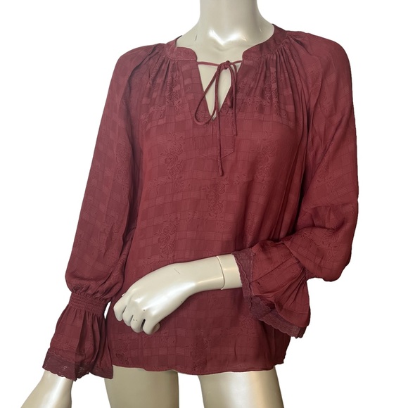 Current Air brand Redwood Tie Neck Long Sleeve Blouse Top - Picture 1 of 10